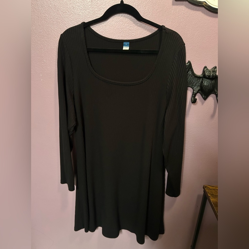 Old Navy Black Ribbed Midi Dress